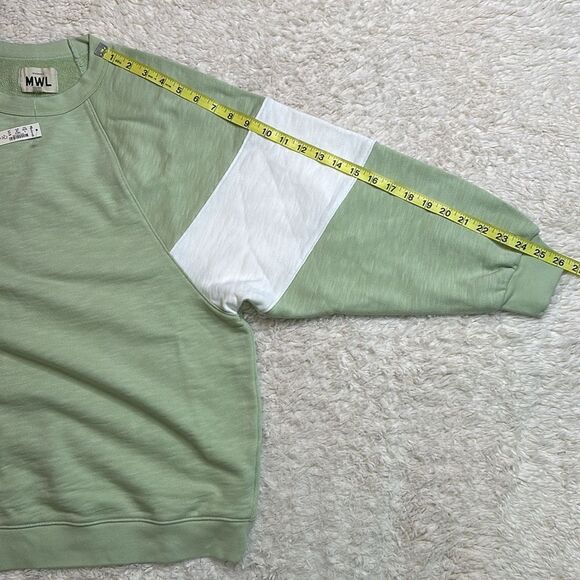 NWT Madewell Oversized Raglan Sweatshirt in Size Small and in Green/white - Picture 9 of 10